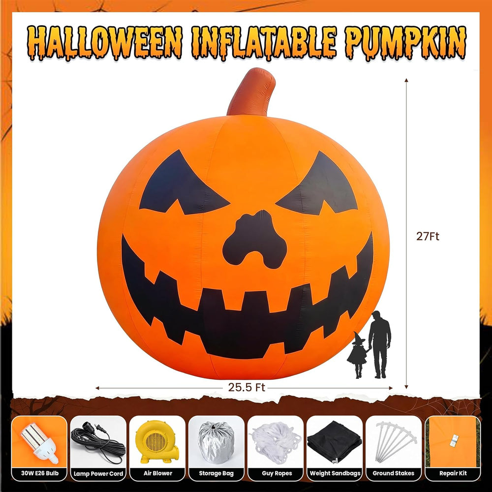 Giant 27Ft Halloween Inflatables Pumpkin Decorations with Blower