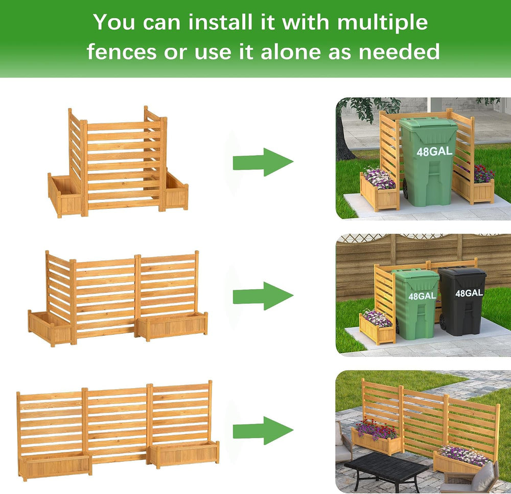 GDLF Air Conditioner Fence, Outdoor Wood AC Unit Privacy Screen, 3-Panel