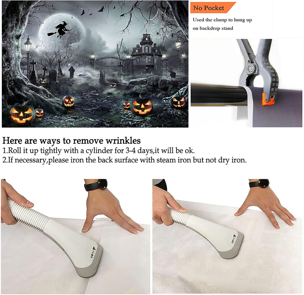 Avezano 10x7ft Gray Halloween Backdrop Spooky Photography Background