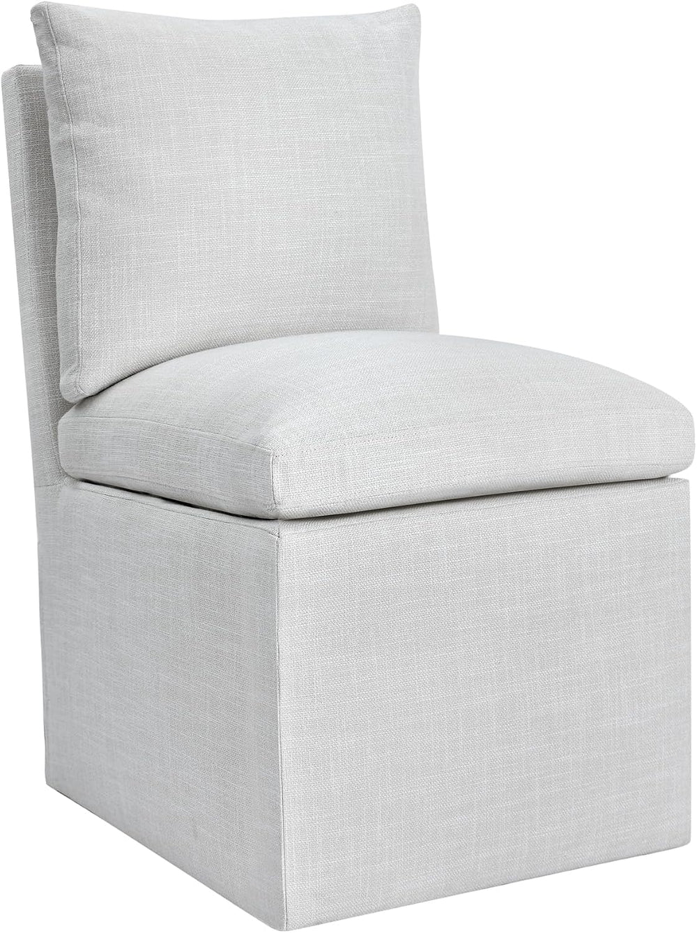 DUHOME Upholstered Armless Dining Chair with Casters,Linen Accent Chair for L...
