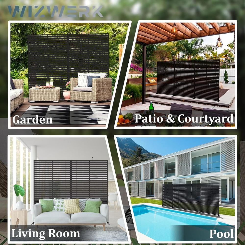 6FT Outdoor Metal Privacy Screen – Decorative Privacy Fence and Room/Garden D...