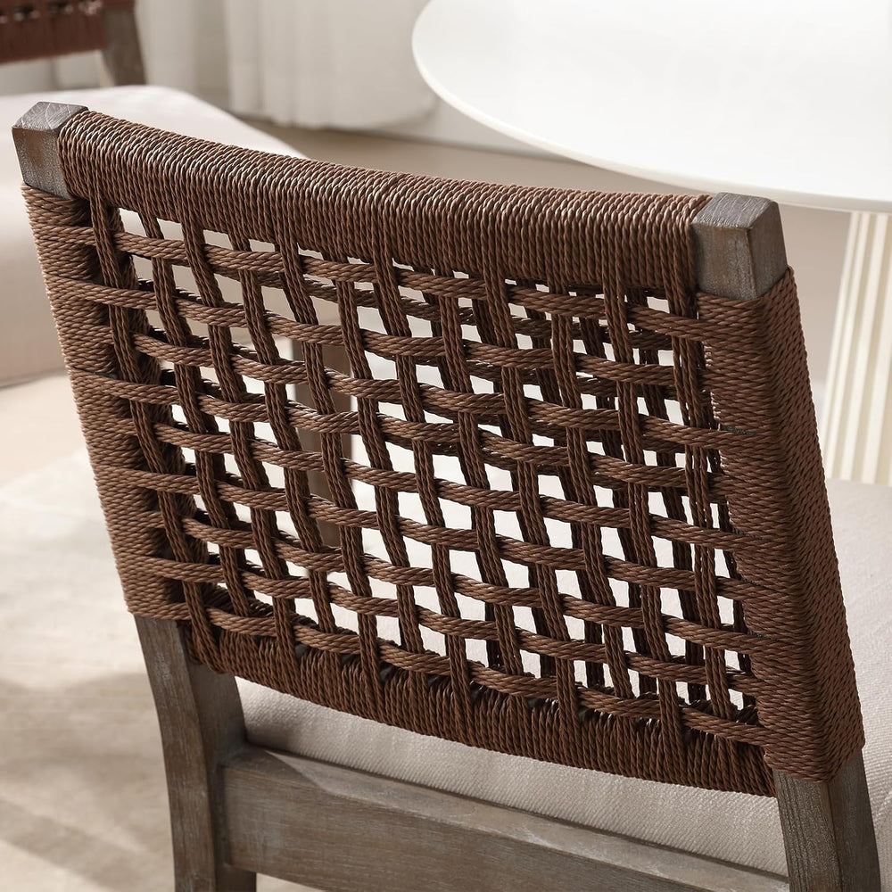 LZAREAL Farmhouse Dining Chairs Set of 4 Linen Fabric Upholstered Accent Side...