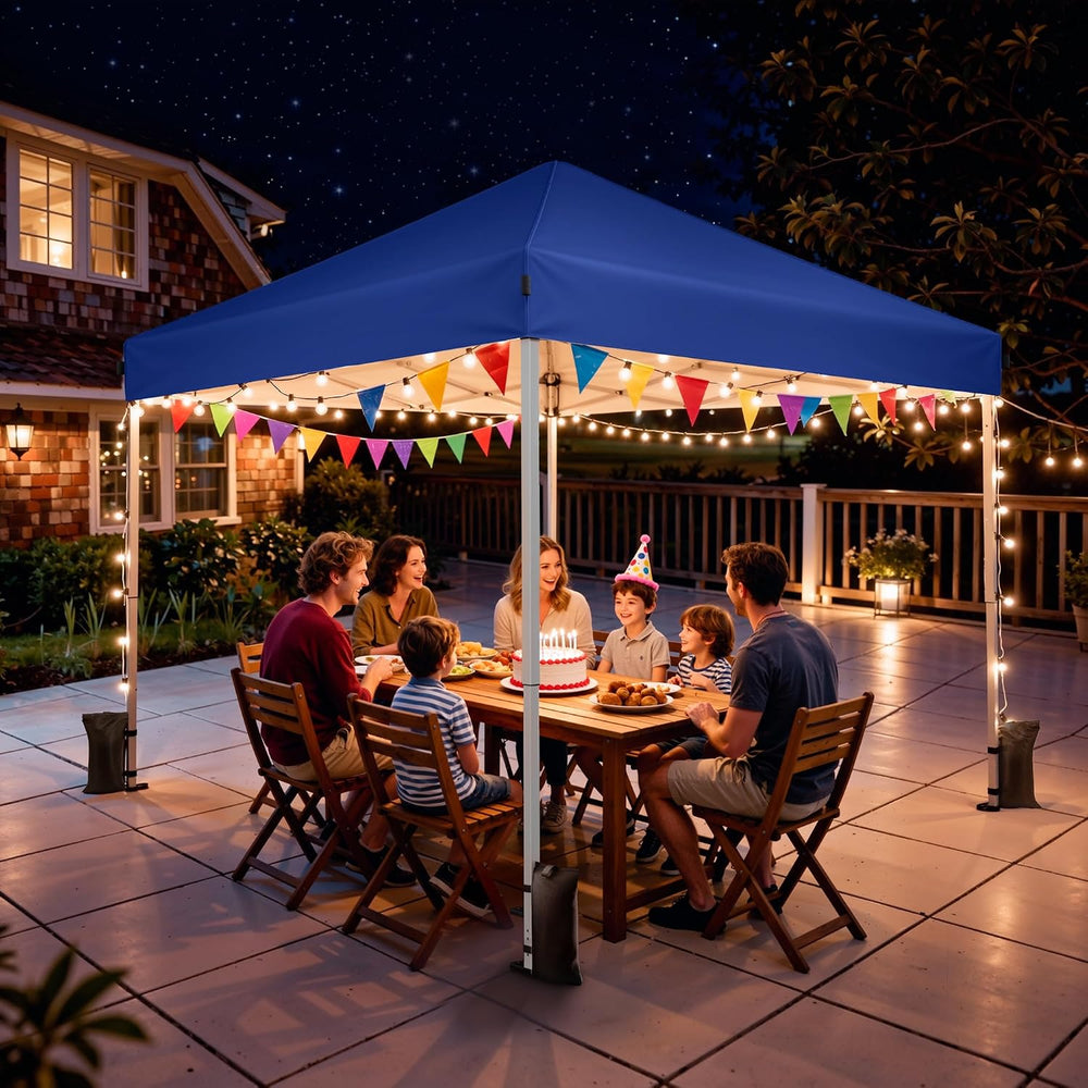 10x10 Pop Up Canopy Tent with One-Push Center Lock,Blue