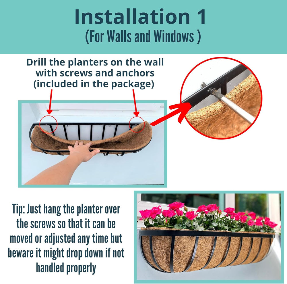 LaLaGreen Deck Railing Planter Box - 2 Pack, 36 Inch Large Wall Planters for ...
