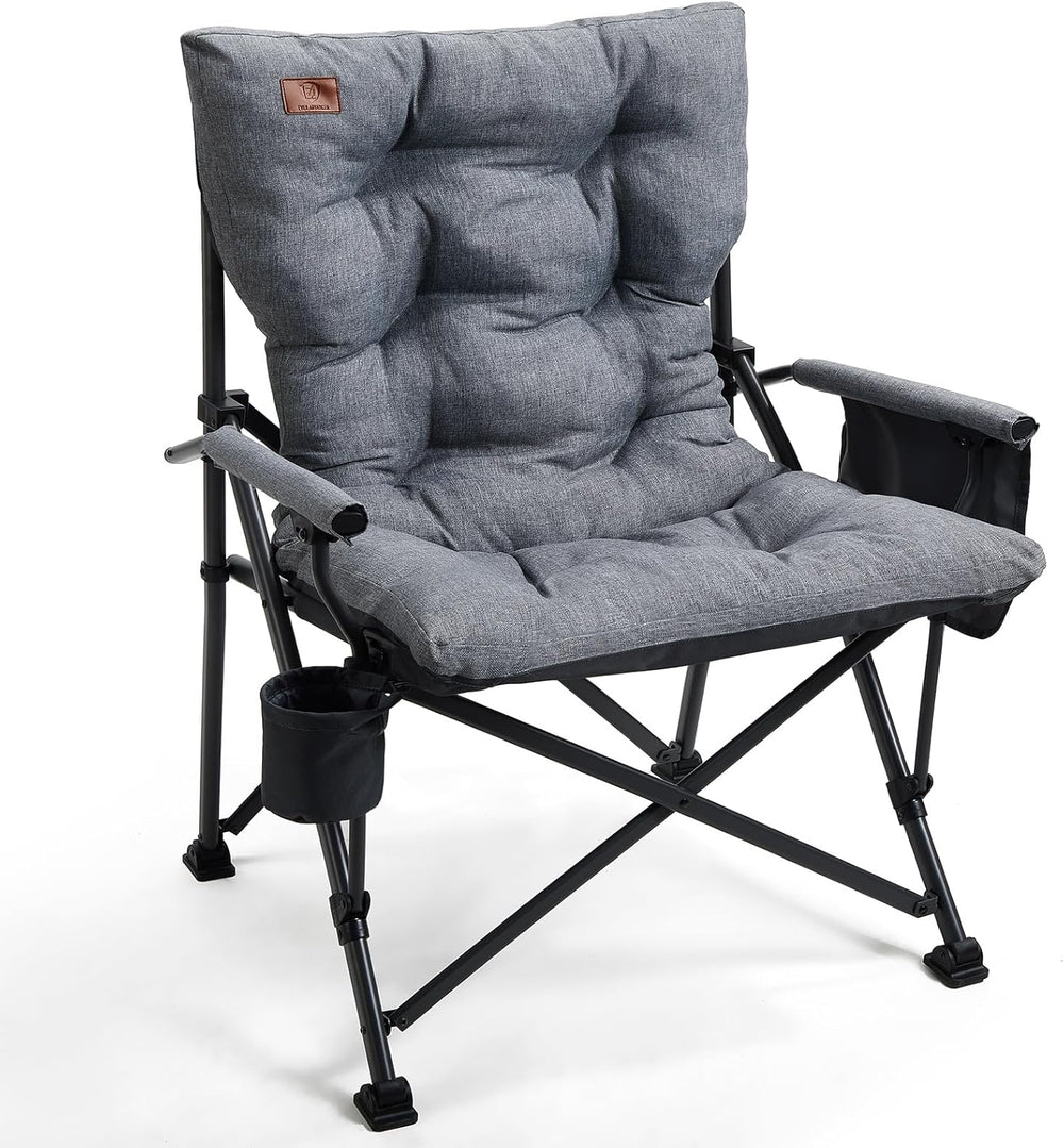 EVER ADVANCED Padded Oversized Folding Camping Chair for Adults, Heavy Duty L...
