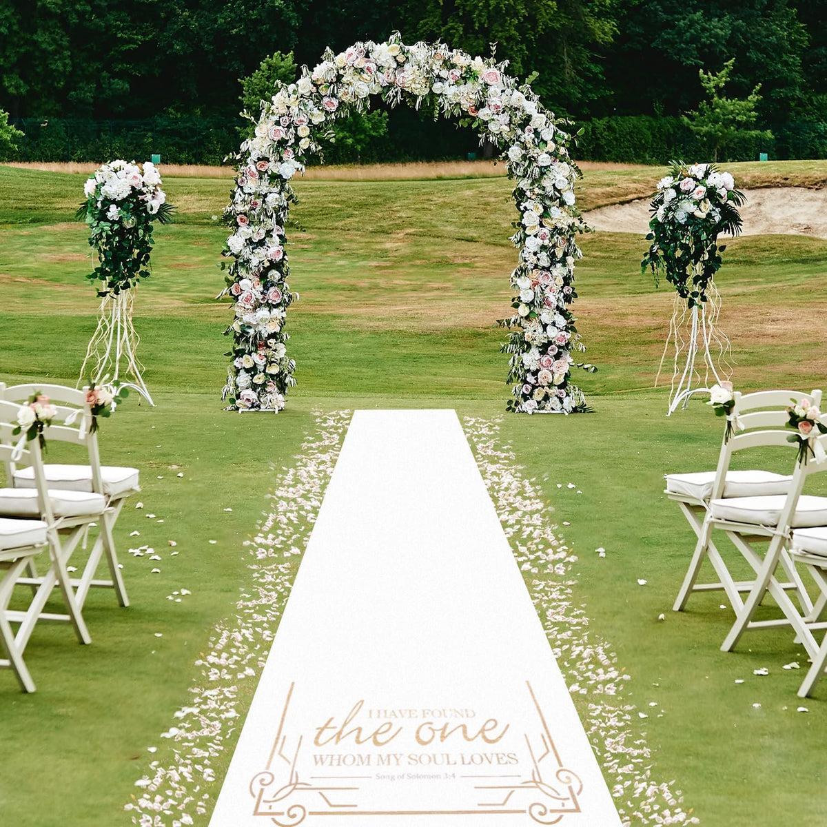 Thickened Aisle Runner for Wedding CeremonyFeet White Aisle Runner Walkway for Indoor Outdoor Wedding Church Decorations ，Halloween Parties can Also use a Carpet，50g(Gold, 3x50Feet)