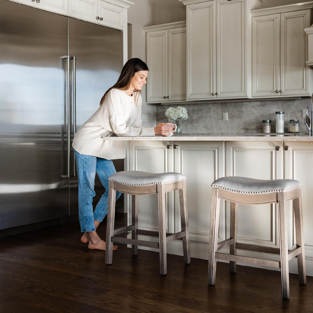Maven Lane Adrien Backless Counter Stool, Grey, 26"