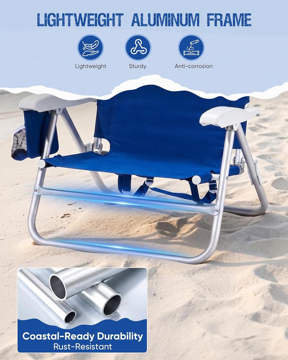 Old Bahama Bay 2 Pack 7-Position Lay-Flat Beach Chair, Lightweight Aluminum F...