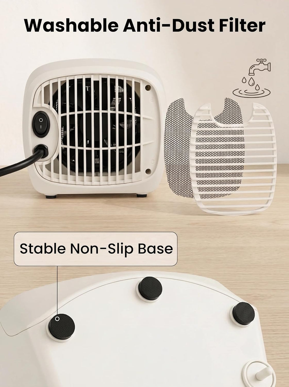 Small Space Heater with Magnetic Remote for Indoor Use