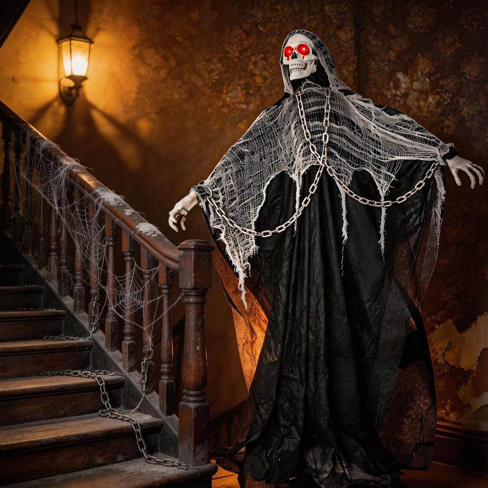 74'' Halloween Decorations Outdoor Animatronics Grim Reaper with Chain