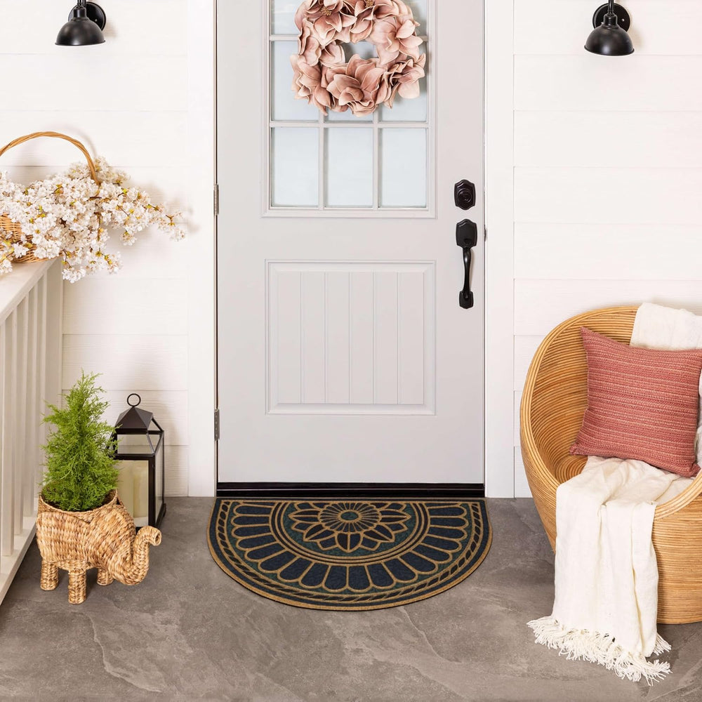 Mohawk Home Door Mat Swirl Style Ornamental Denim Blue 2' X 3' All We...