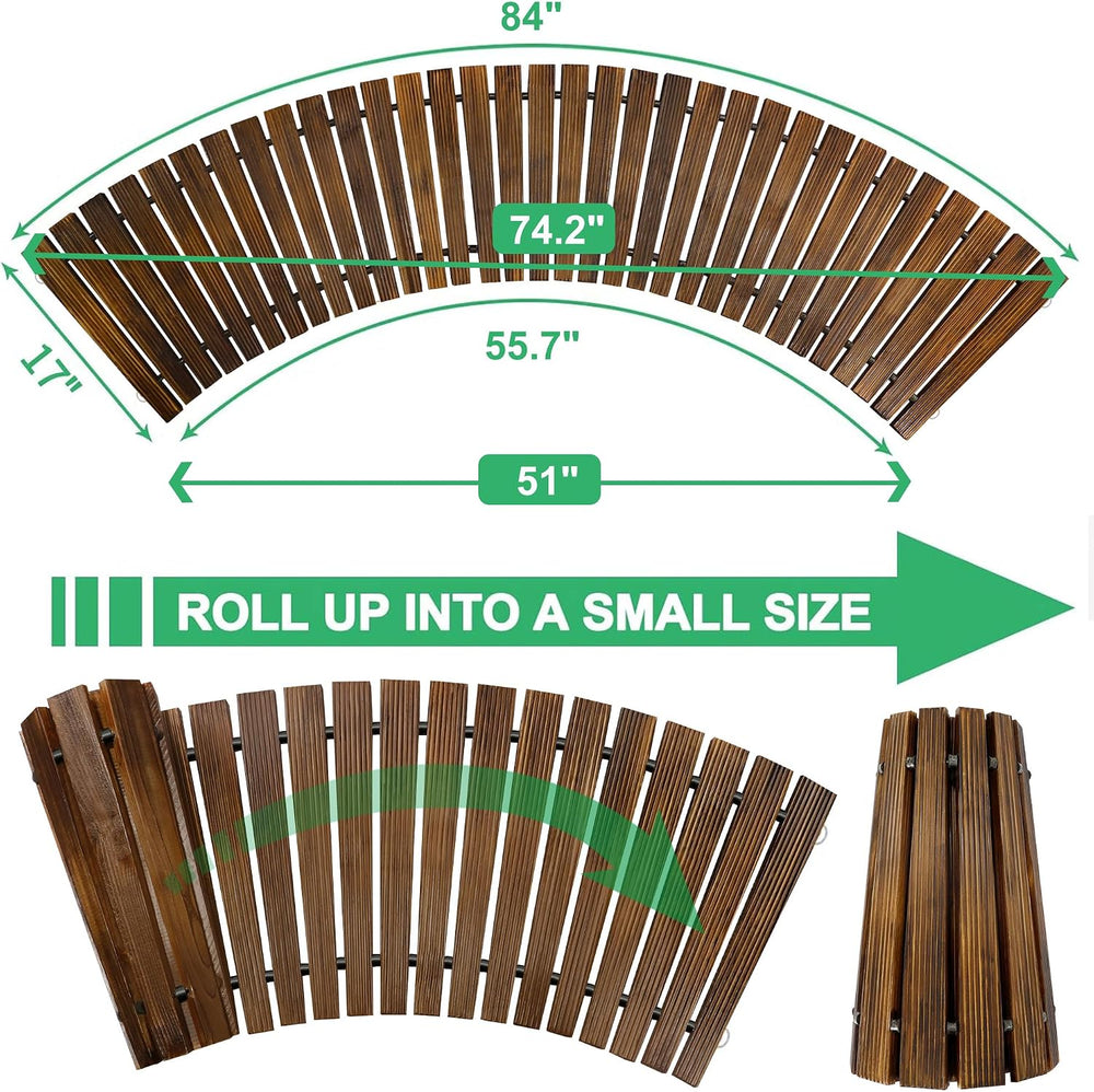 RELIANCER 6' Wooden Garden Pathway,Outdoor Roll Out Cedar Curved Walkway,...