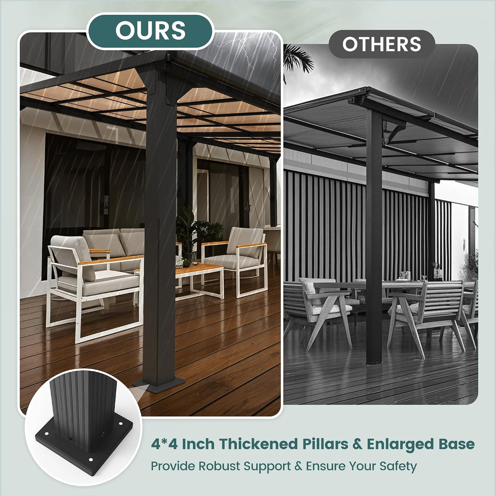 10 * 24FT Pergola,4 * 8 Inch Thickened Pillars & Enlarged Base,Outdoor Ha...