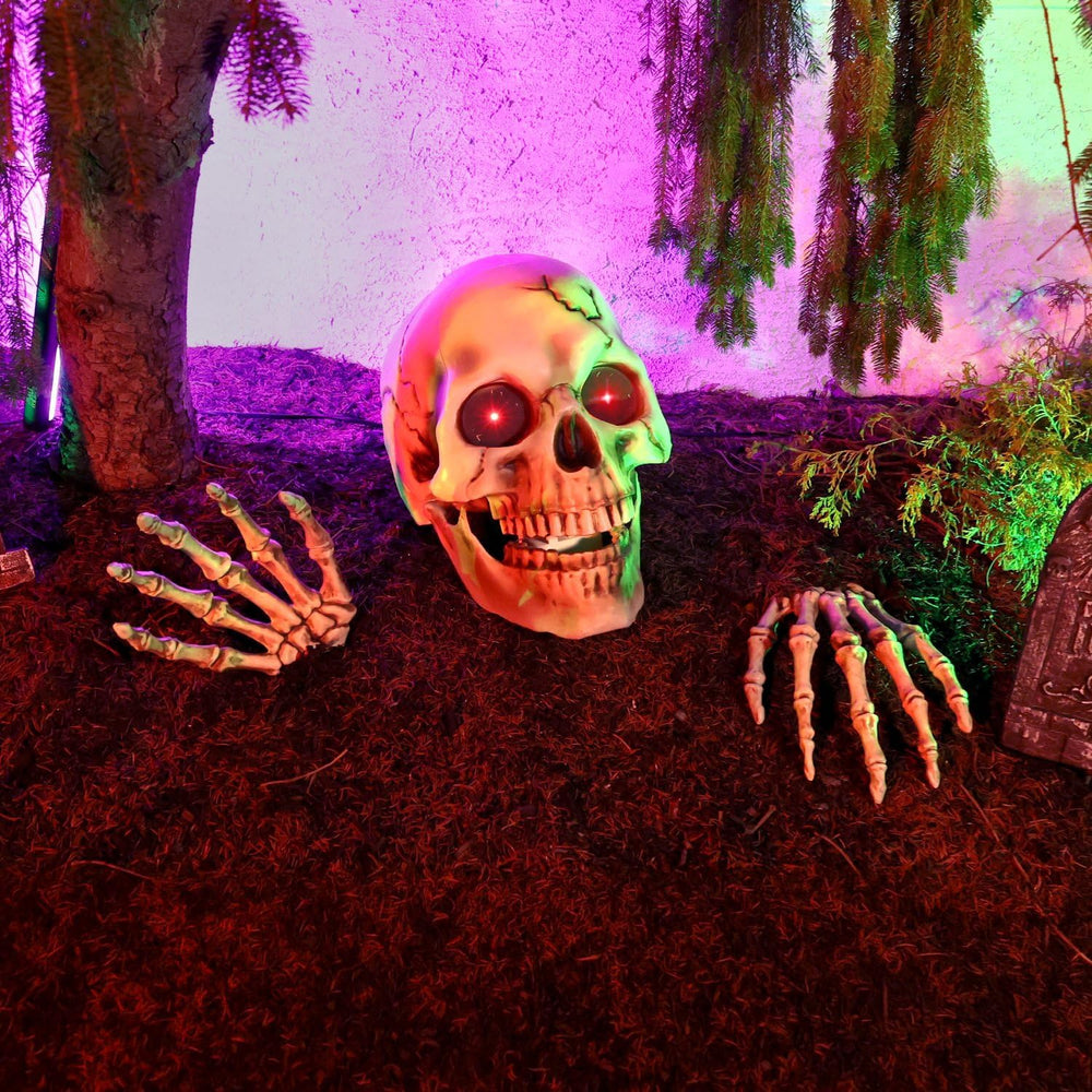 Haunted Hill Farm 1.3-Ft. Giant Talking Skeleton with Hands Halloween Decor