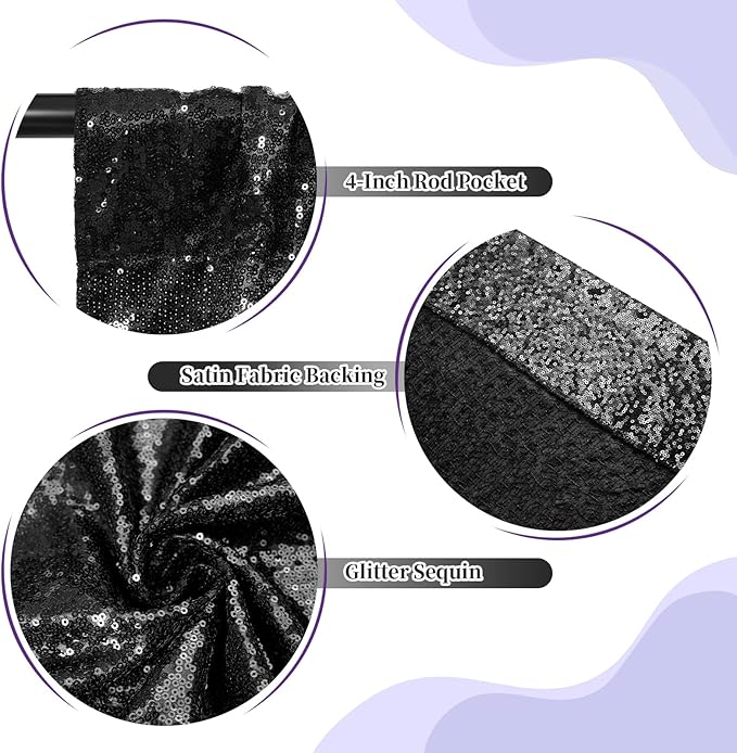 SquarePie Sequin Backdrop Less Transparent Background Sparkly Curtain for Wed...
