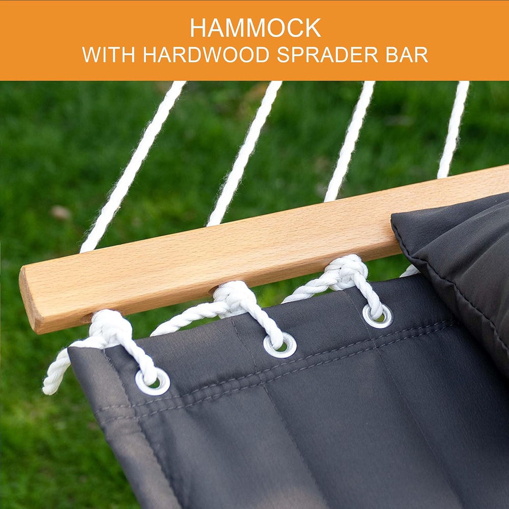 Lazy Daze 12 FT Double Quilted Hammock and 13 FT Natural Wood Arc Stand