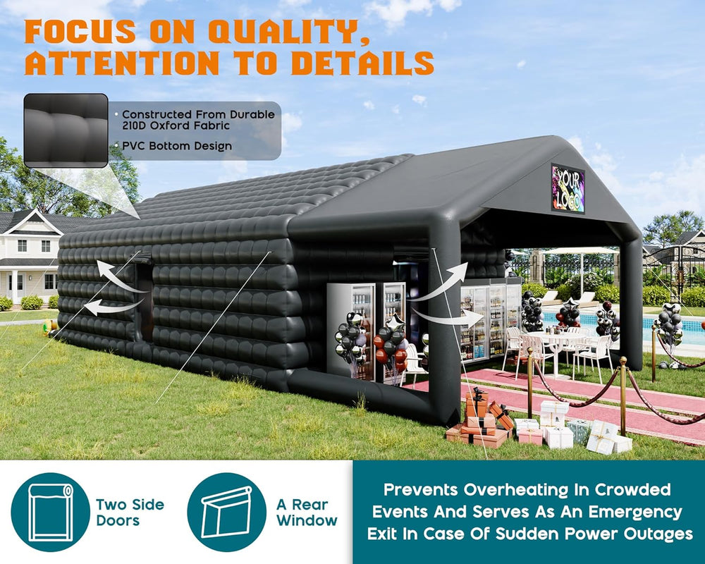 SPECRAFT 39 x 20 x 14 FT Black Inflatable Nightclub Tent with Pavilion