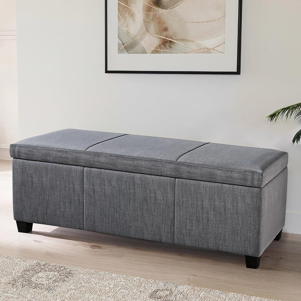BELLEZE Storage Ottoman, 47 Inch Bench Bedroom Bench with Safety Close Hinge,...