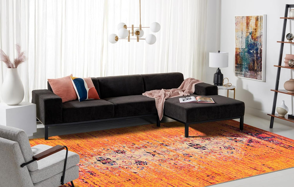 SAFAVIEH Monaco Collection Area Rug - 8' x 10', Orange & Multi, M...