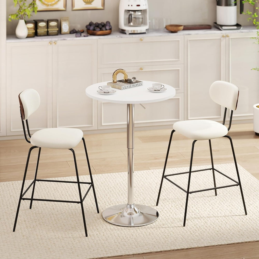 NOBPEINT Round Pub Table, Height Adjustable Bar Table 27-36 inches, 360 Swive...