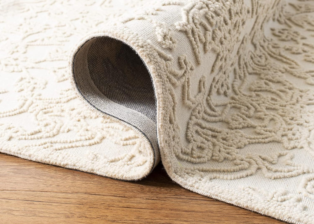 SAFAVIEH Trace Collection Area Rug - 10' x 14', Ivory, Handmade Wool,...