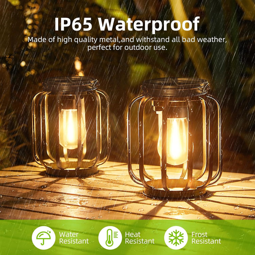 Solar Hanging Lanterns Outdoor Waterproof: 4 Pack Metal Solar-Powered Lights ...