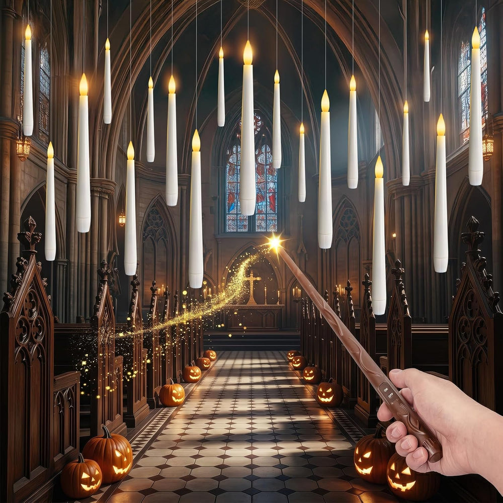 30PCS Floating Candles with Wand Remote, Flameless Hanging Taper Candles with...