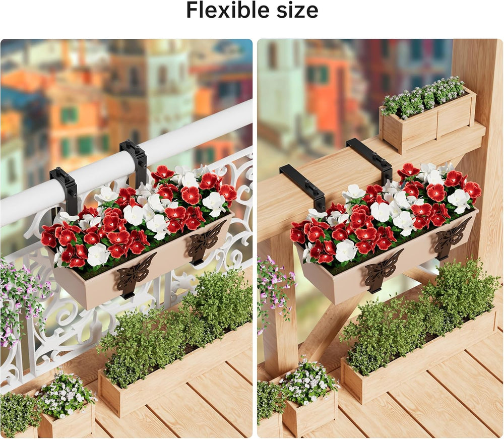 HFHOME Window Box Brackets, Adjustable Planter Box Brackets, Heavy Duty Flowe...