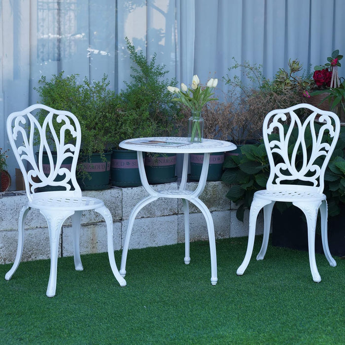 YKSY&YKSY 3-Piece Patio Bistro Furniture Set Cast-Aluminum Bistro Table Set for Lawn,Garden,Backyard