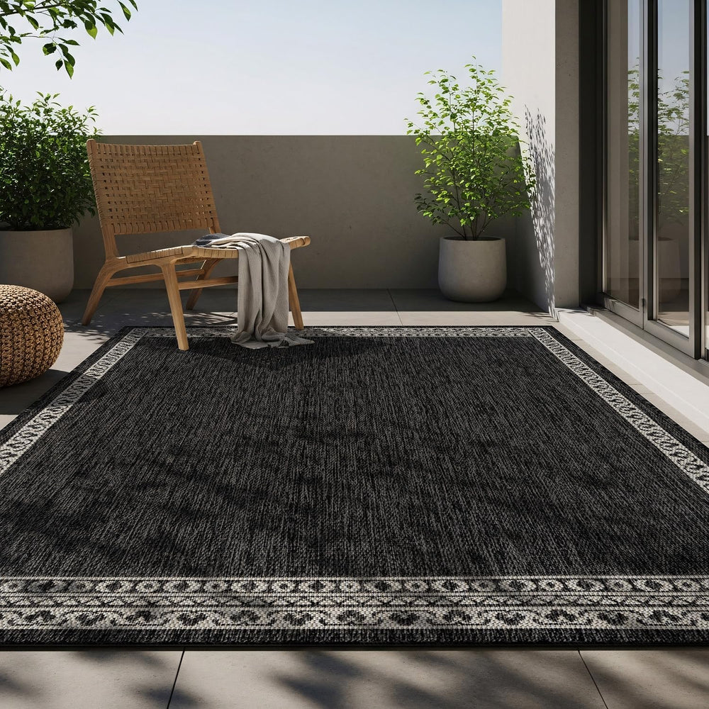Washable Outdoor Rug 5x7 Modern Area Rugs Outdoor Carpets Bordered Pattern No...