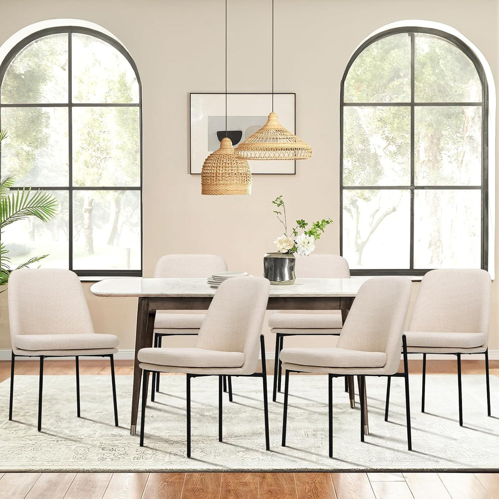 COLAMY Upholstered Dining Chairs Set of 6, Beige