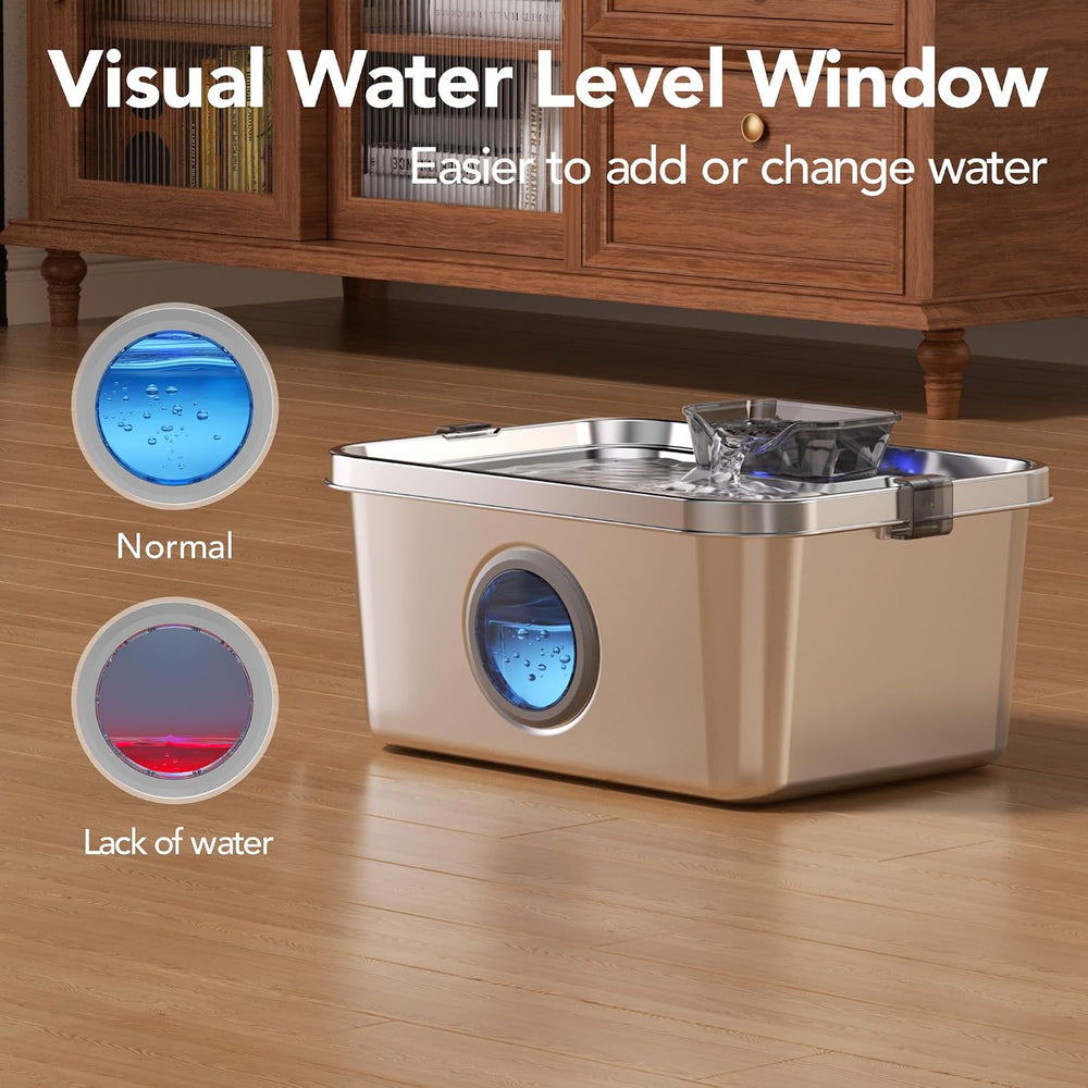 PETIMI Dog Water Fountain, 3 Gallons Stainless Steel Dog & Cat Water Foun...