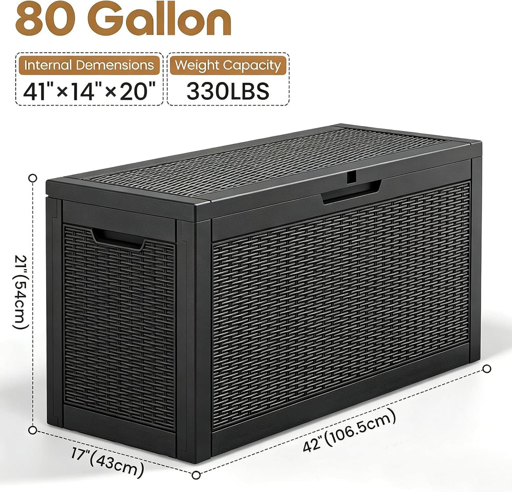 Outdoor Storage Box Waterproof, 80 Gallon Deck Box for Patio Storage