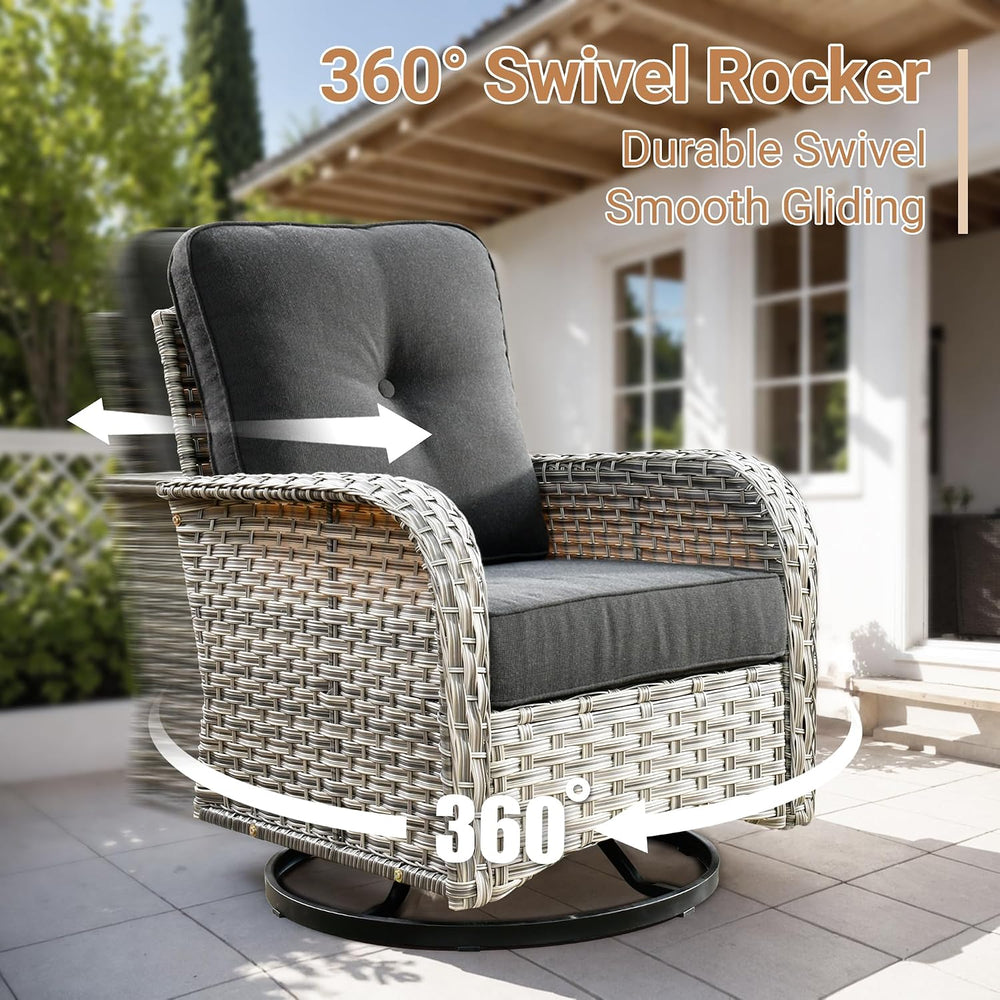 HOOOWOOO Outdoor Patio Furniture Set with Fire Pit Table,11 Pieces Wicker Out...