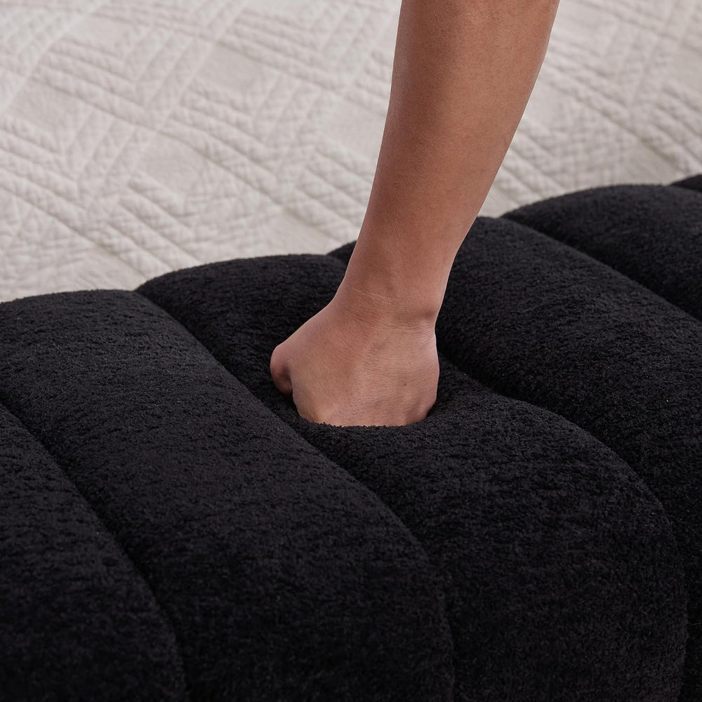 KEIKI 69.7" Modern Upholstered Armless Bed Bench, Channel Tufted Couch D...
