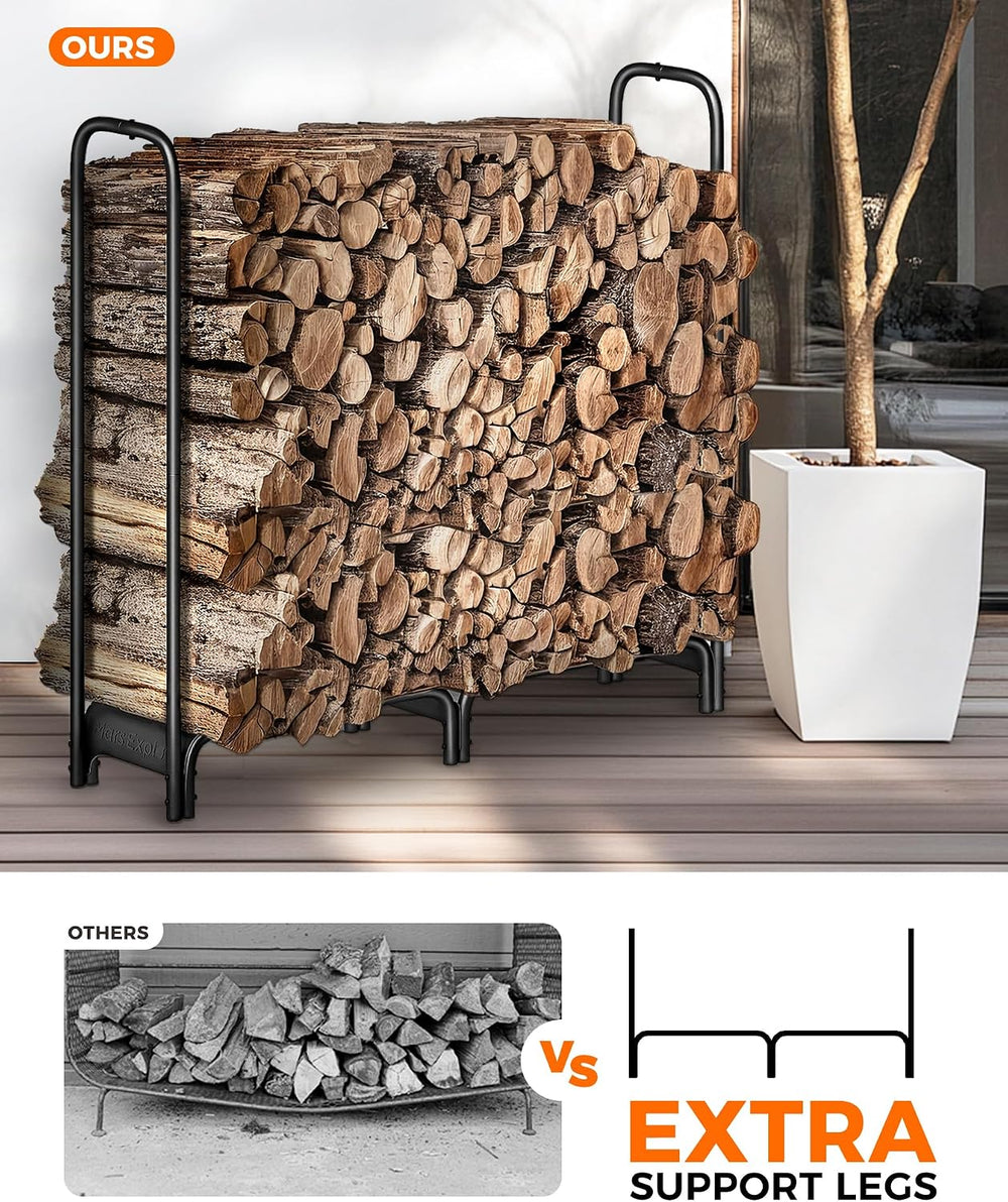 Firewood Rack，4ft Heavy Duty Fire Wood Storage Racks for Indoor Outdoor，Metal...