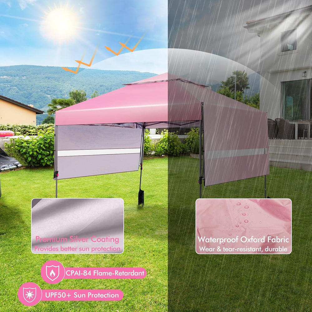 Tangkula 10x17.6 Ft Pop Up Canopy with Adjustable Dual Awnings, 2 Tier Outdoo...