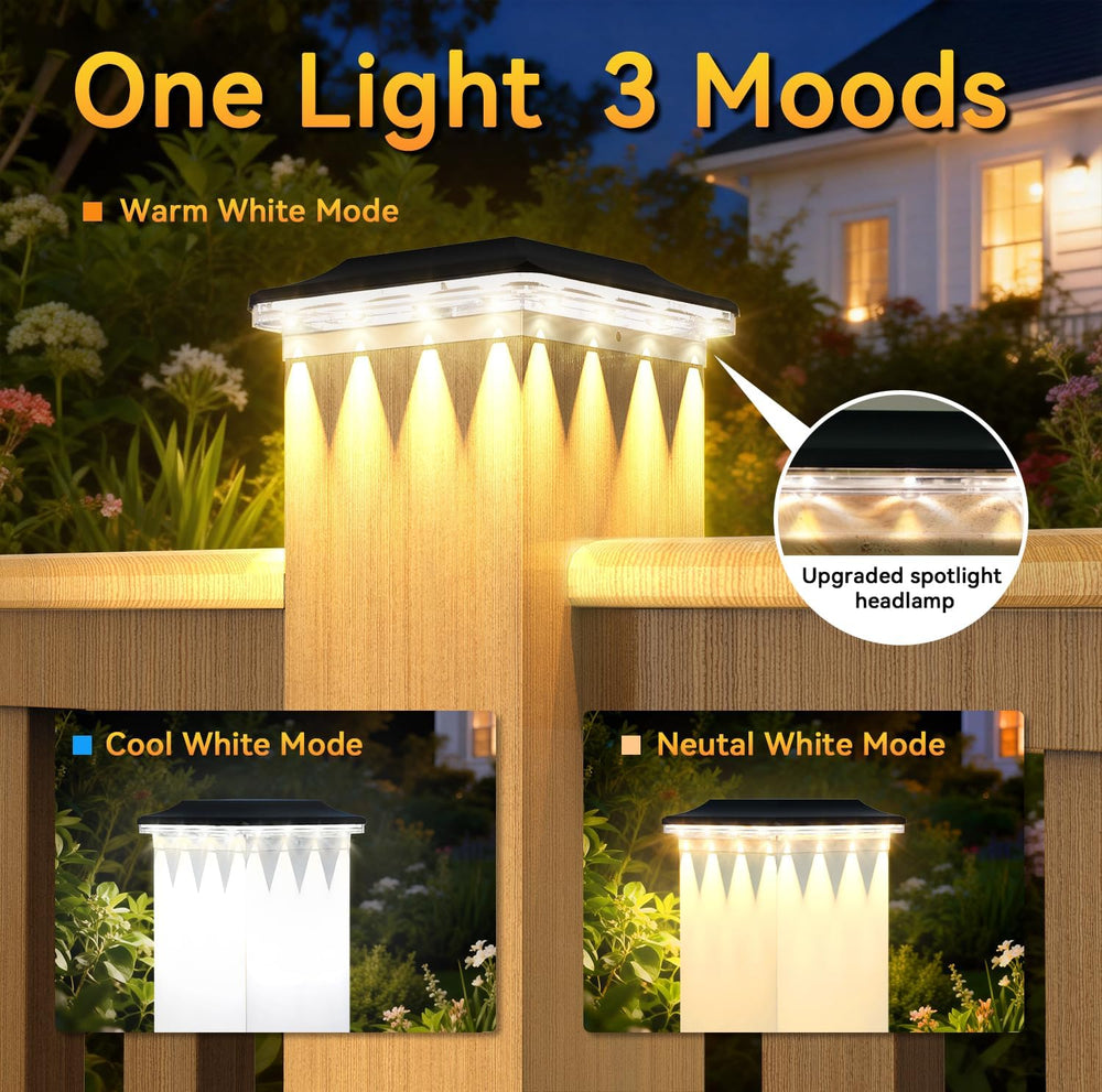 ZCXLIGHT Solar Post Cap Lights Outdoor 6 Pack, 4x4 Post Solar Lights Waterpro...