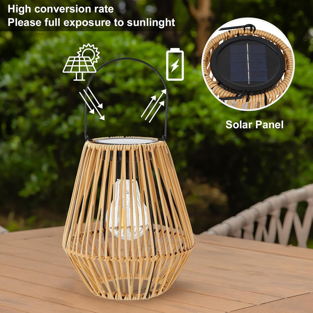 Livinlarge Solar Lanterns Outdoor Waterproof,Wicker Solar Lantern 2 Pack | Gi...