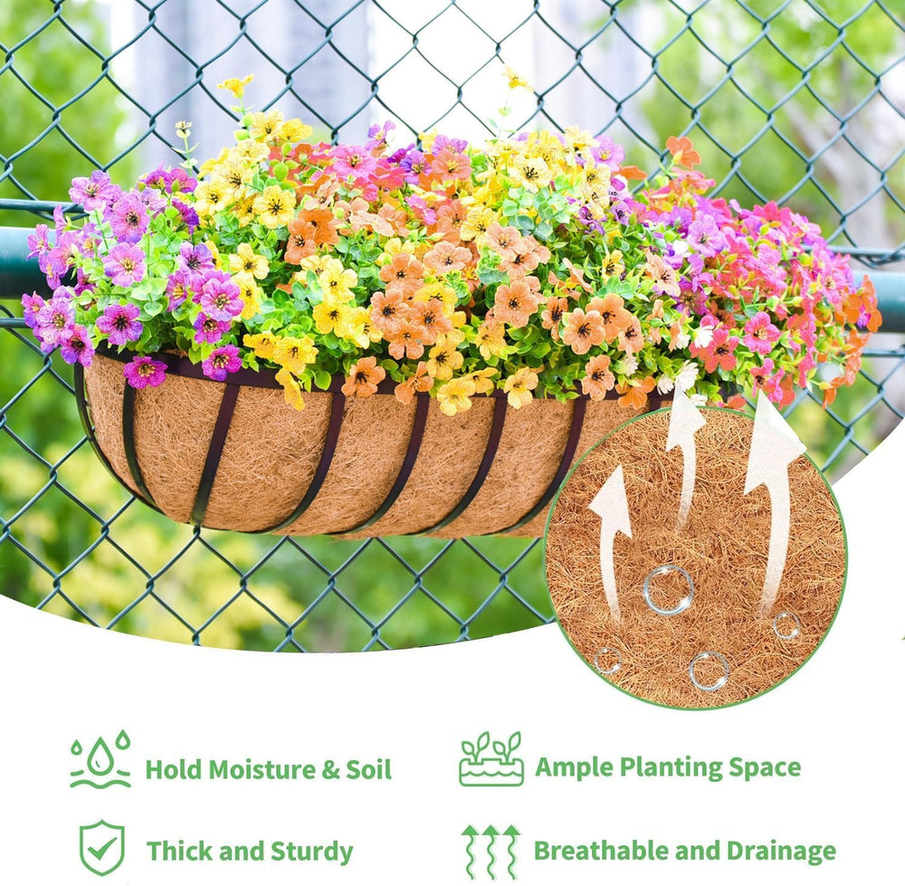 16 Inch Window Baskets with Coconut Liner Outdoor Wall Planter for Plants Lon...