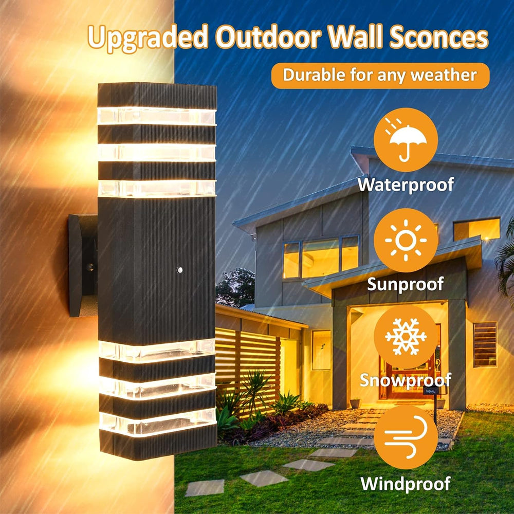 Dusk to Dawn Outdoor Wall Lights 2 Pack, Up and Down Porch Lights Outdoor Wal...