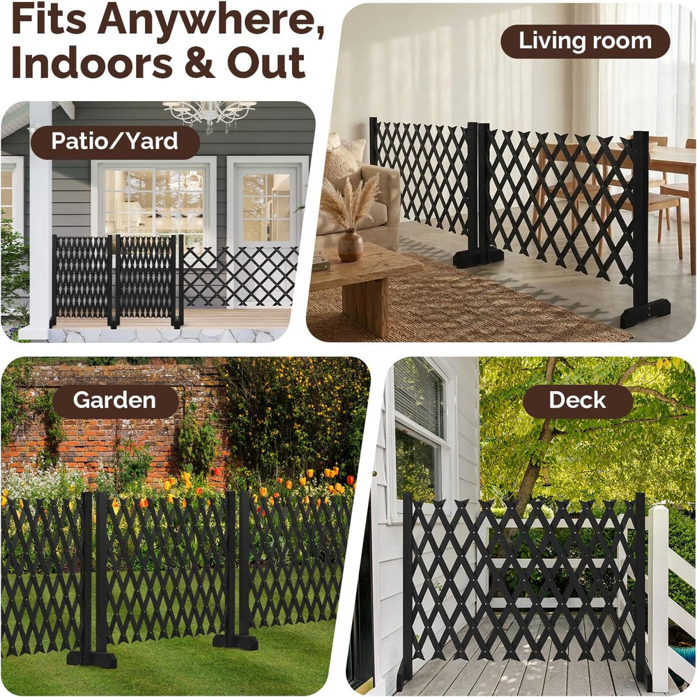 VINGLI 2 Packs Expandable Garden Fence, 27.55in Freestanding Lattice Fence, S...