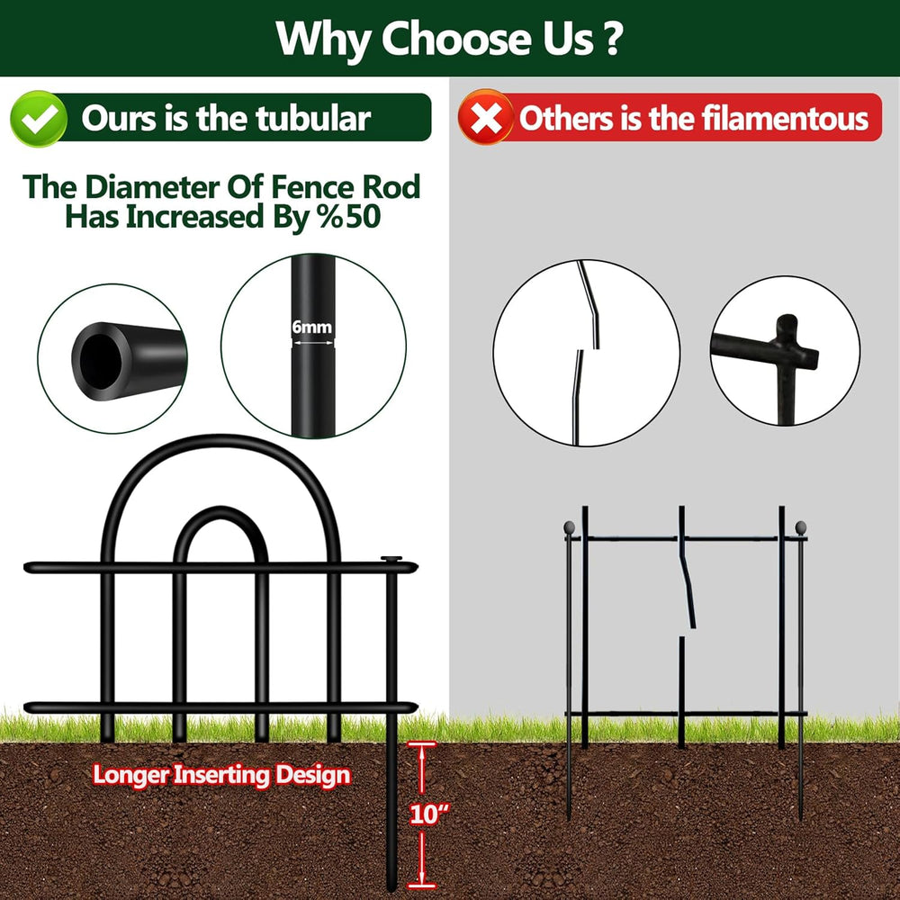 Decorative Garden Fence, 15 Panels No Dig Fence, 21.25 ft(L) x 13 in(H) Anima...