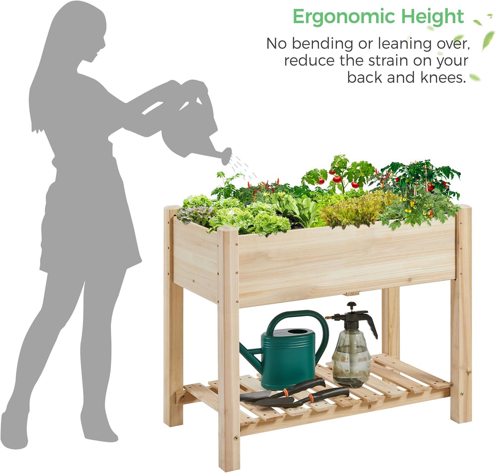 Yaheetech 34" Raised Garden Bed with Legs, Wooden Planter Box, 1Pcs