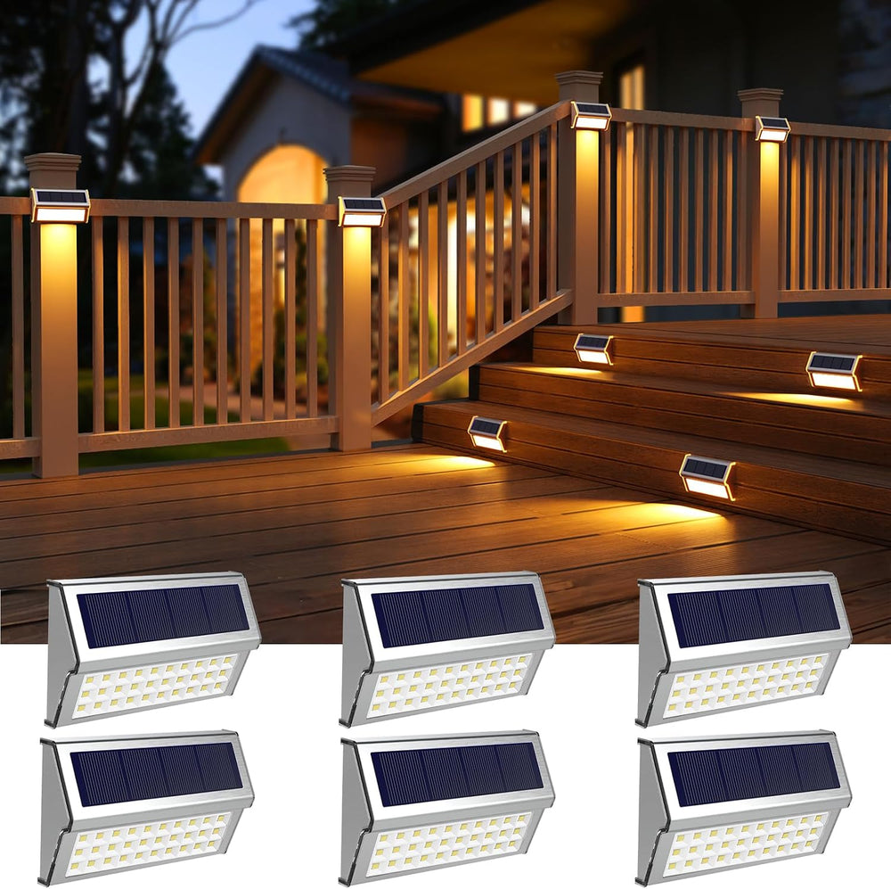 ROSHWEY Solar Deck Lights, Suitable for Fence Step Stair-Warm White-6Pack