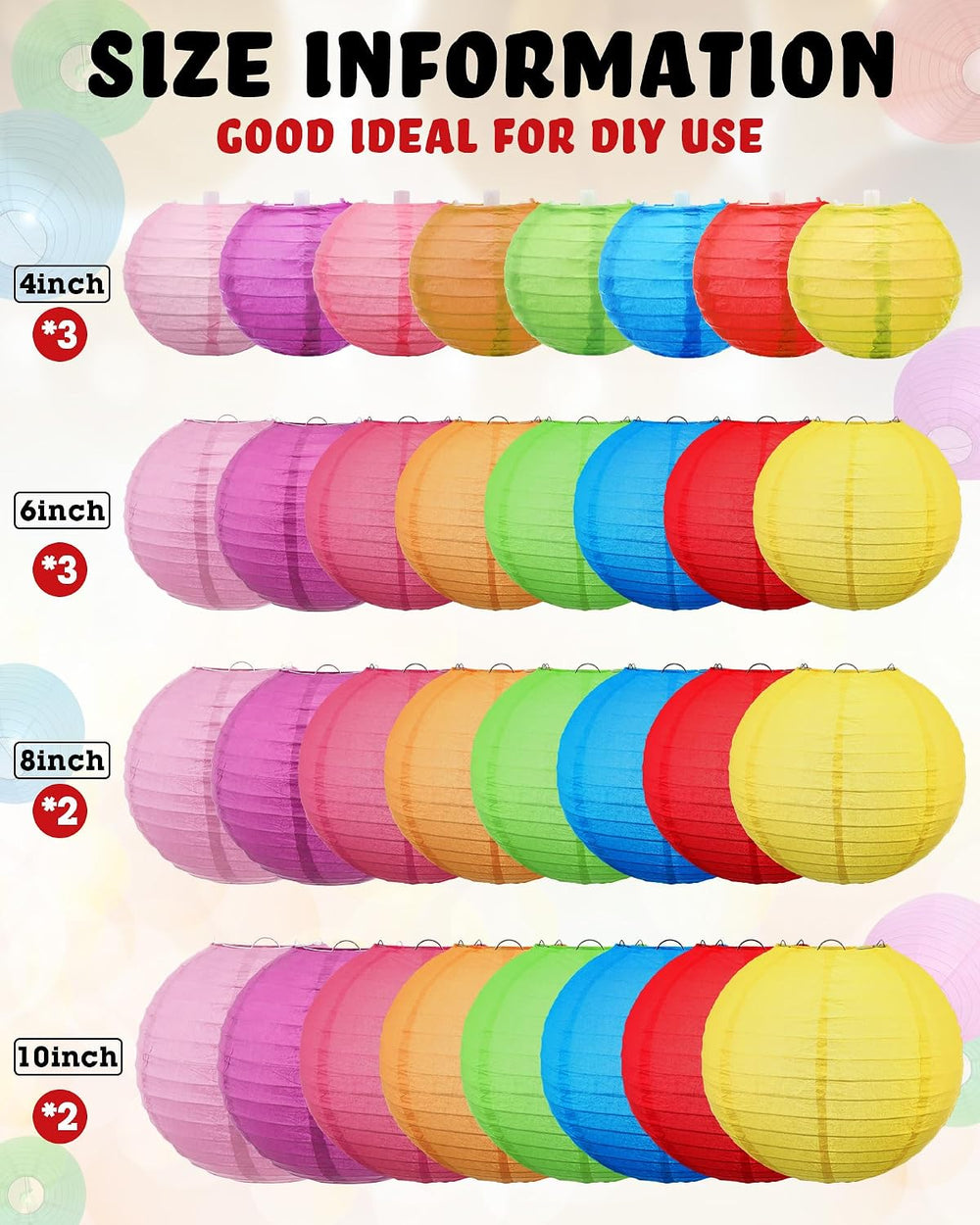 Treela 80 Pcs Colorful Paper Lanterns Chinese Japanese Lantern Party Decor