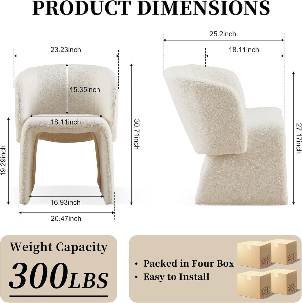 NORDICANA Barrel Dining Room Chairs with Arms, Set of 4, Off-White