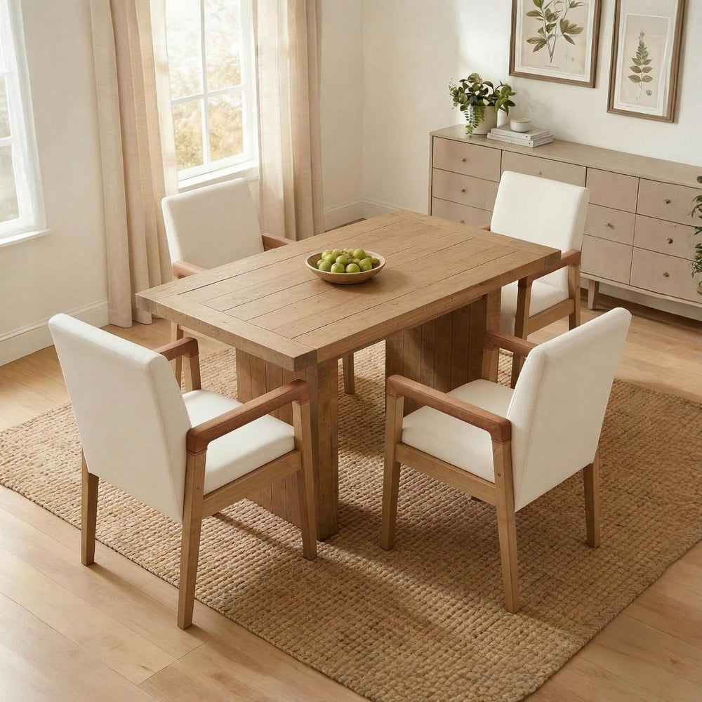 Mid Century Modern Dining Chairs with Arms, Solid Wood Farmhouse Upholstered ...