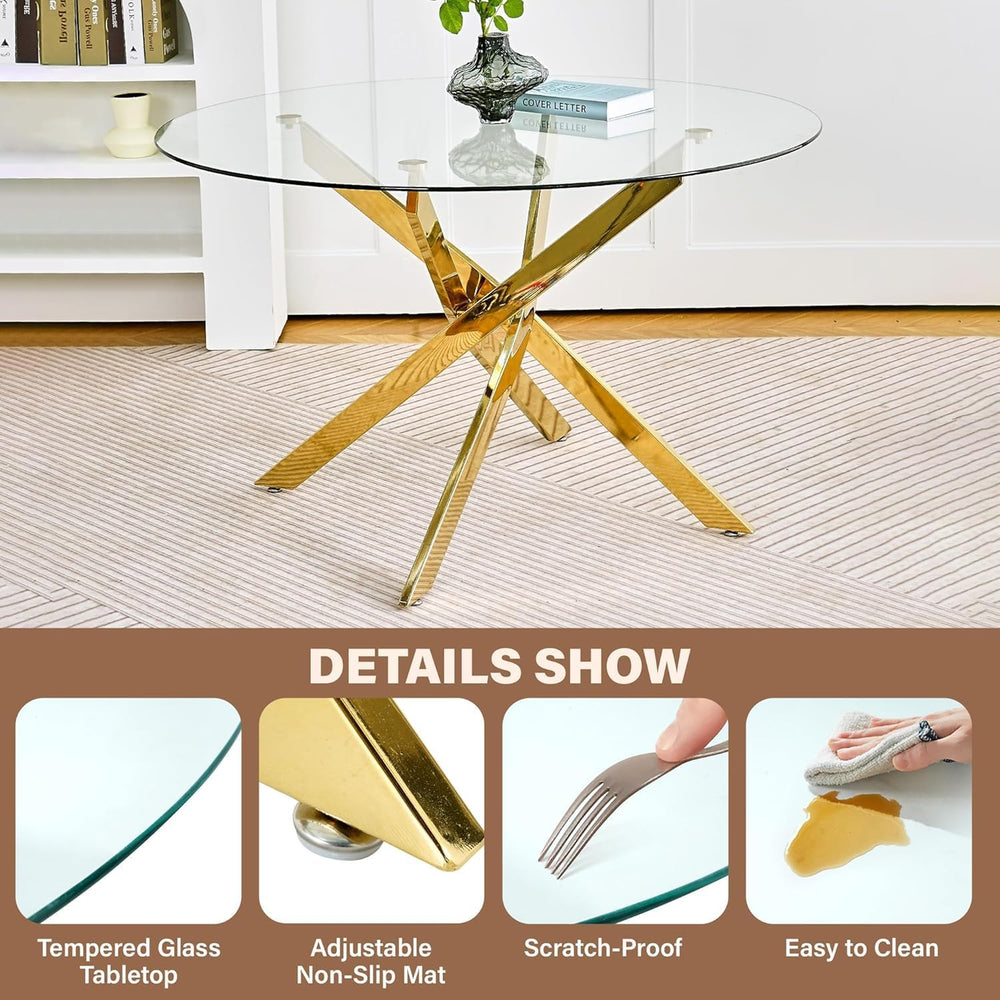 36" Round Dining Table Set for 2, Small Round Kitchen Table with 2 Boucl...