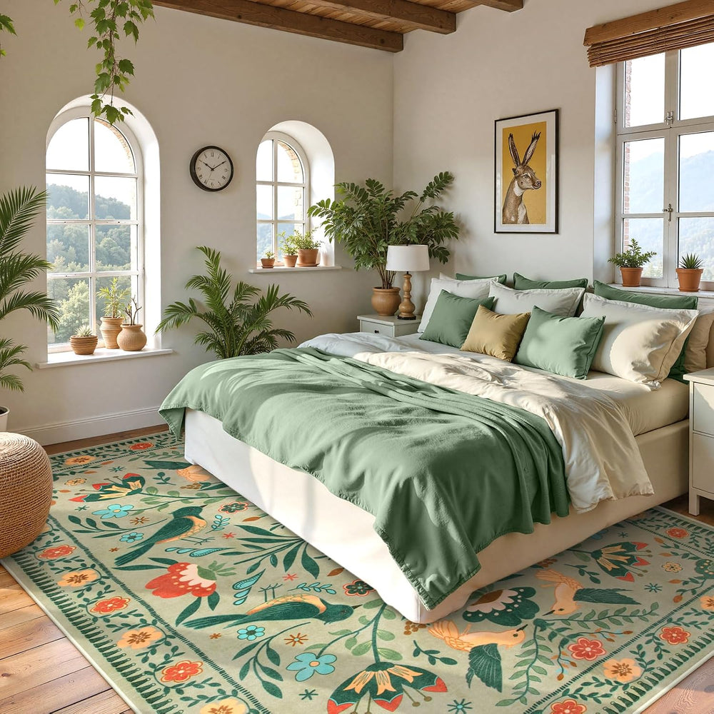 Moynesa Green Washable 8x10 Area Rugs for Living Room Bedroom Dining Room, Mo...